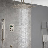 20inch matte black ceiling mount rainfall waterfall shower systems 3 way digital thermostatic valve