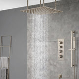 20inch matte black ceiling mount rainfall waterfall shower systems 3 way digital thermostatic valve