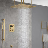 20inch matte black ceiling mount rainfall waterfall shower systems 3 way digital thermostatic valve