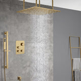 20inch matte black ceiling mount rainfall waterfall shower systems 3 way digital thermostatic valve