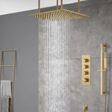 20inch matte black ceiling mount rainfall waterfall shower systems 3 way digital thermostatic valve