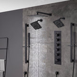 Brushed gold Wall Mount  12 inch or 16 inch rain head 5 way digital display thermostatic shower faucet with Dual Regular heads