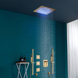 16" or 20" Flush Mount LED Rain Head Shower System with Dual Handle Wands and 3 Body Jets