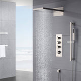 rainfall waterfall 22'' Brushed Nickel 3 Way digital display Thermostatic Shower Faucet system with sliding bar