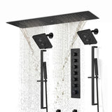 Brushed Gold or Brushed Nickel 35" Bluetooth Music LED Shower System with Waterfall, 6-Way Digital Thermostatic Shower Faucet, Dual Regular Head, Touch Panel