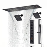 Brushed Gold or Brushed Nickel 35" Bluetooth Music LED Shower System with Waterfall, 6-Way Digital Thermostatic Valve, Dual Regular Head, Touch Panel