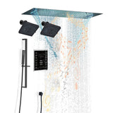 Brushed Gold or matte black or brushed nickel or chrome 35" Bluetooth Music LED Shower System with Waterfall, 6-Way Touch Digital Thermostatic Valve, Dual Regular Head, Touch Panel