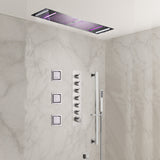 64 LED colors music led flushed in 36x12 inch 4 functions shower head 6 way thermostatic shower faucet with flush 4 inch body jets