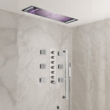 64 LED colors music led flushed in 36x12 inch 4 functions shower head 6 way thermostatic shower faucet with flush 4 inch body jets