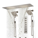 Brushed Gold or Brushed Nickel 35" Bluetooth Music LED Shower System with Waterfall, 6-Way Digital Thermostatic Shower Faucet, Dual Regular Head, Touch Panel