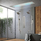 Brushed Gold or Brushed Nickel 35" Bluetooth Music LED Shower System with Waterfall, 6-Way Digital Thermostatic Shower Faucet, Dual Regular Head, Touch Panel
