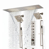 Brushed Gold or Brushed Nickel 35" Bluetooth Music LED Shower System with Waterfall, 6-Way Digital Thermostatic Shower Faucet, Dual Regular Head, Touch Panel