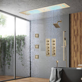 Matte Black Or Brushed nickel or Brushed Gold 35" Bluetooth Music LED Shower System with Waterfall, 8-Way Digital Thermostatic Valve, 3 Body Jets and regular head