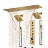 Brushed Gold or Brushed Nickel 35" Bluetooth Music LED Shower System with Waterfall, 6-Way Digital Thermostatic Shower Faucet, Dual Regular Head, Touch Panel