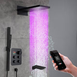 22" Bluetooth Music LED Shower System with 4-Way Thermostatic Faucet and Tub Spout, 3 Finishes