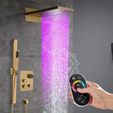 22" Bluetooth Music LED Shower System with 3-Way Thermostatic Faucet and Multiple Functions, 3 Finishes