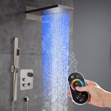 22" Bluetooth Music LED Shower System with 3-Way Thermostatic Faucet and Multiple Functions, 3 Finishes