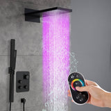 22" Bluetooth Music LED Shower System with 3-Way Thermostatic Faucet and Multiple Functions, 3 Finishes