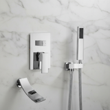 Waterfall Wall-mount Bath Tub Filler Faucet with Handheld Shower Oil Rubbered bronze or Matte Black or Chrome Or Brushed Nickel