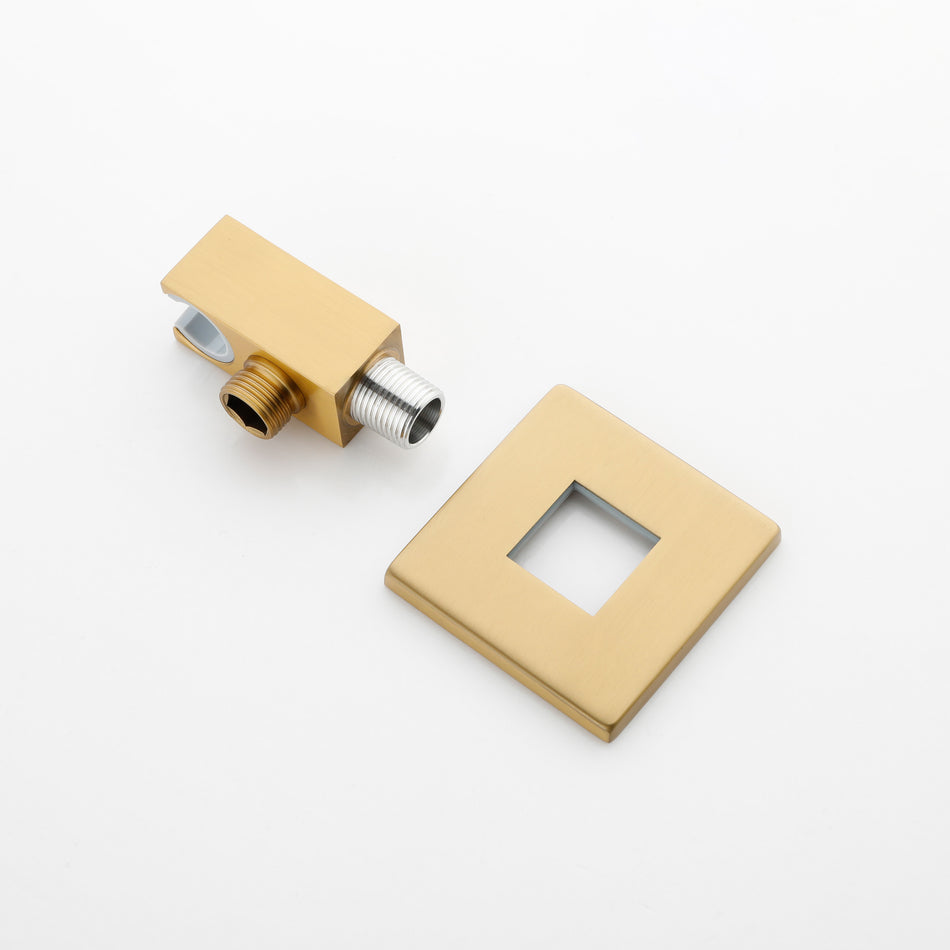 Brushed Gold Brass Handheld Shower Sprayer: Complete with Hose and Holder for a Stylish and Functional Shower Upgrade