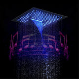 16-Inch Flushed Mount Shower Head: Rainfall, Waterfall, 64 LED Lights, Bluetooth Music, 4 Finish Colors Available