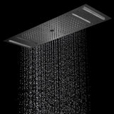 Brushed Nickel or brushed gold or matte black 36-Inch Rainfall Waterfall Water Column 4 functions Shower Head with Bluetooth Music and 64 LED Lights
