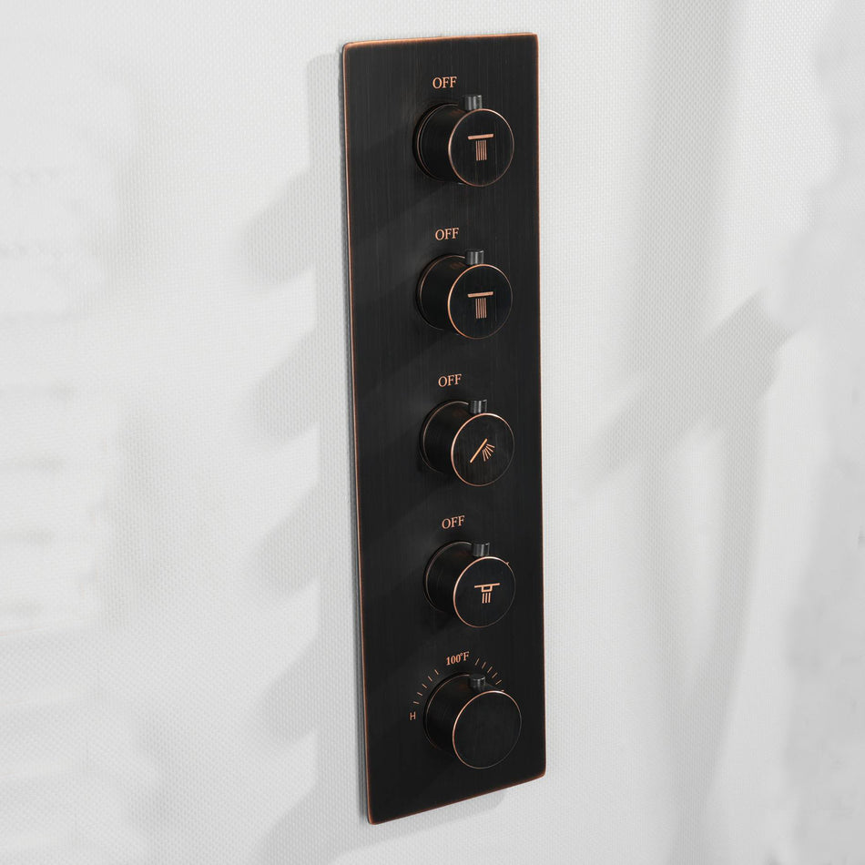 4  way thermostatic  rough in valve with trim,5 finishing colors available