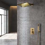 Brushed Gold Wall Mount 2-Way Pressure Balance Shower System with Rough-In Valve