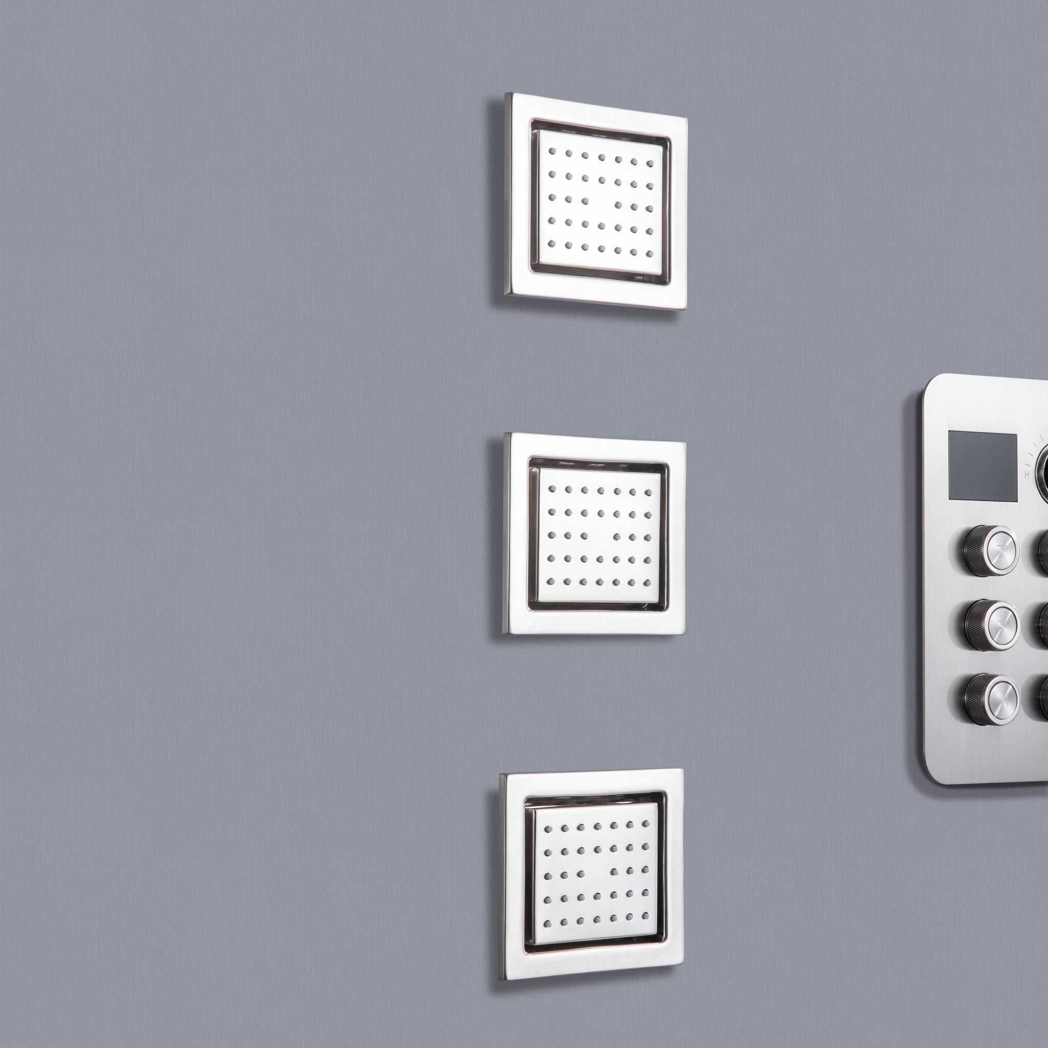 Flush Mount Shower Head with 6Way Digital Faucet, Dual 6" Regular Hea