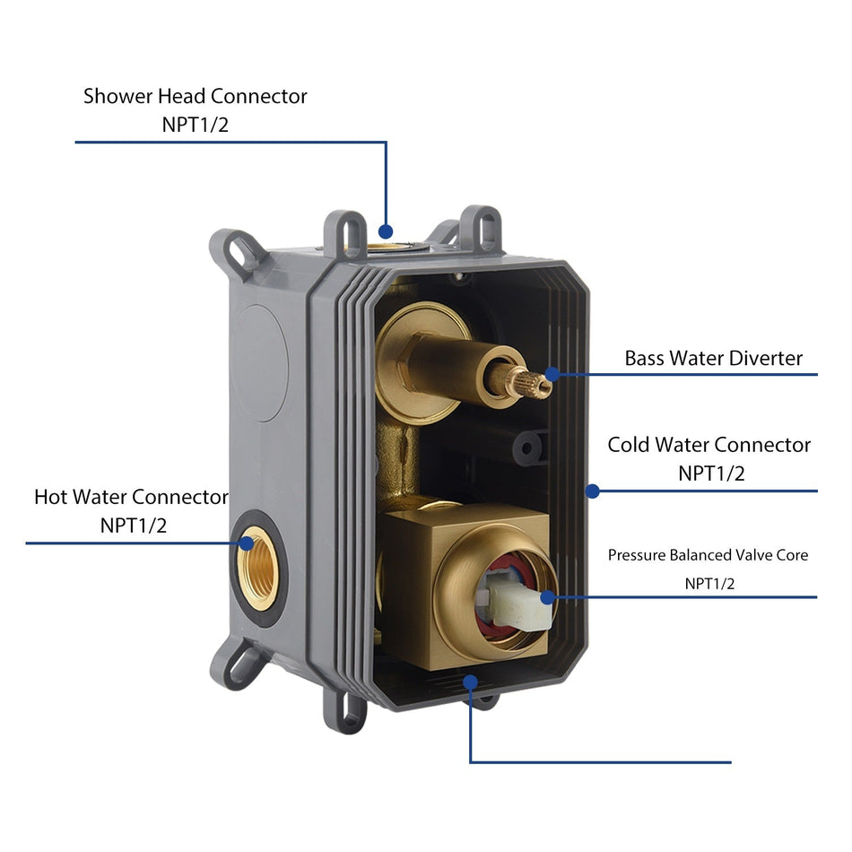 Brushed Gold  20 inch Rain head Ceiling Mount two way pressure balance Shower System with Rough-in Valve Body and Trim