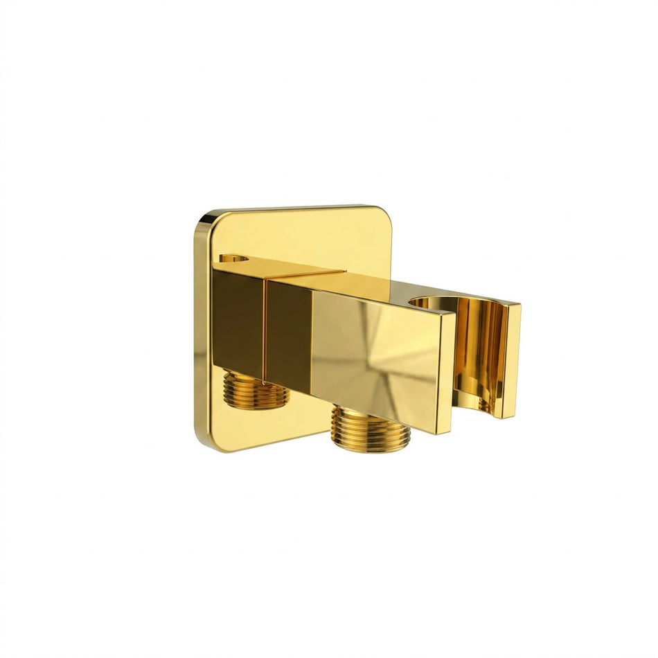 Polished Gold Brass Handheld Shower Sprayer: Complete with Hose and Holder for a Stylish and Functional Shower Upgrade