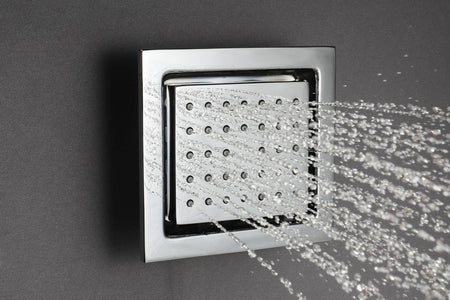 16inch 64 colors LED Chrome Flushed in  4 Way Thermostatic Shower Faucet with 4inch Body Jet - wonderland shower inc