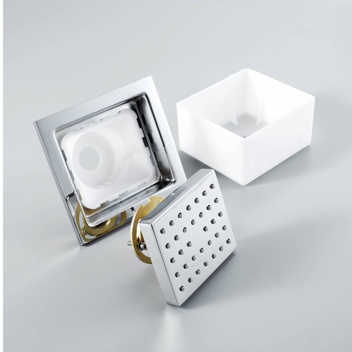 16inch 64 colors LED Chrome Flushed in  4 Way Thermostatic Shower Faucet with 4inch Body Jet - wonderland shower inc