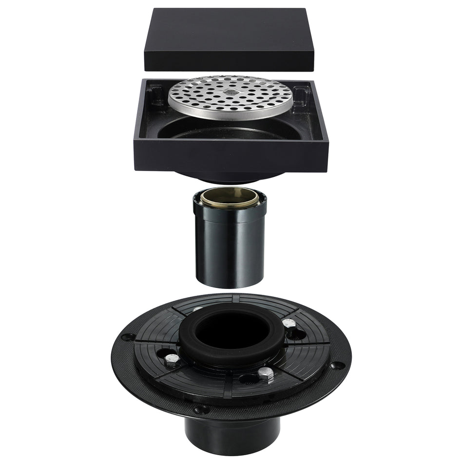 Matte Black brass floor drain 4x4inch
