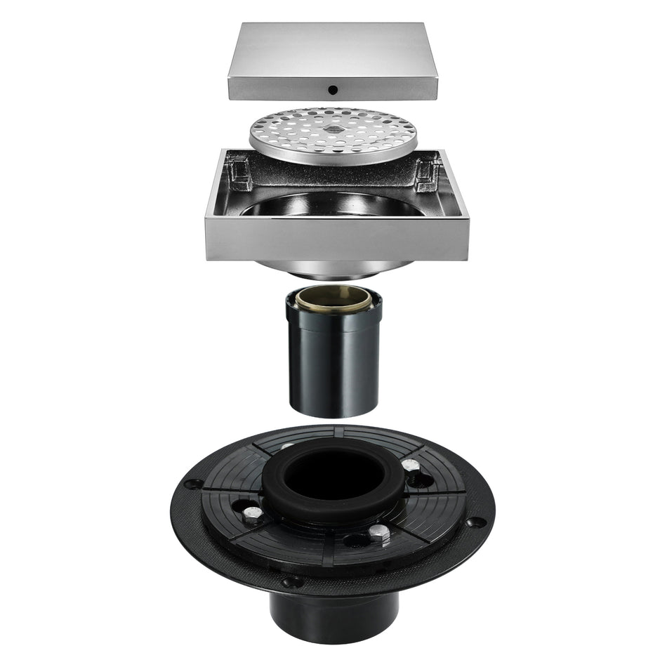 Chrome brass floor drain 4x4inch