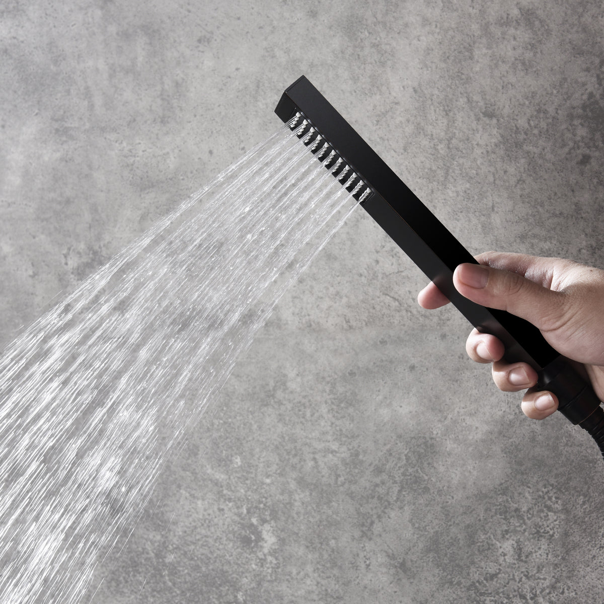 two functions 12inch or 8 inch Ceiling Mounted Matte Black Rainfall  shower faucet pressure balance rough in valve - wonderland shower inc