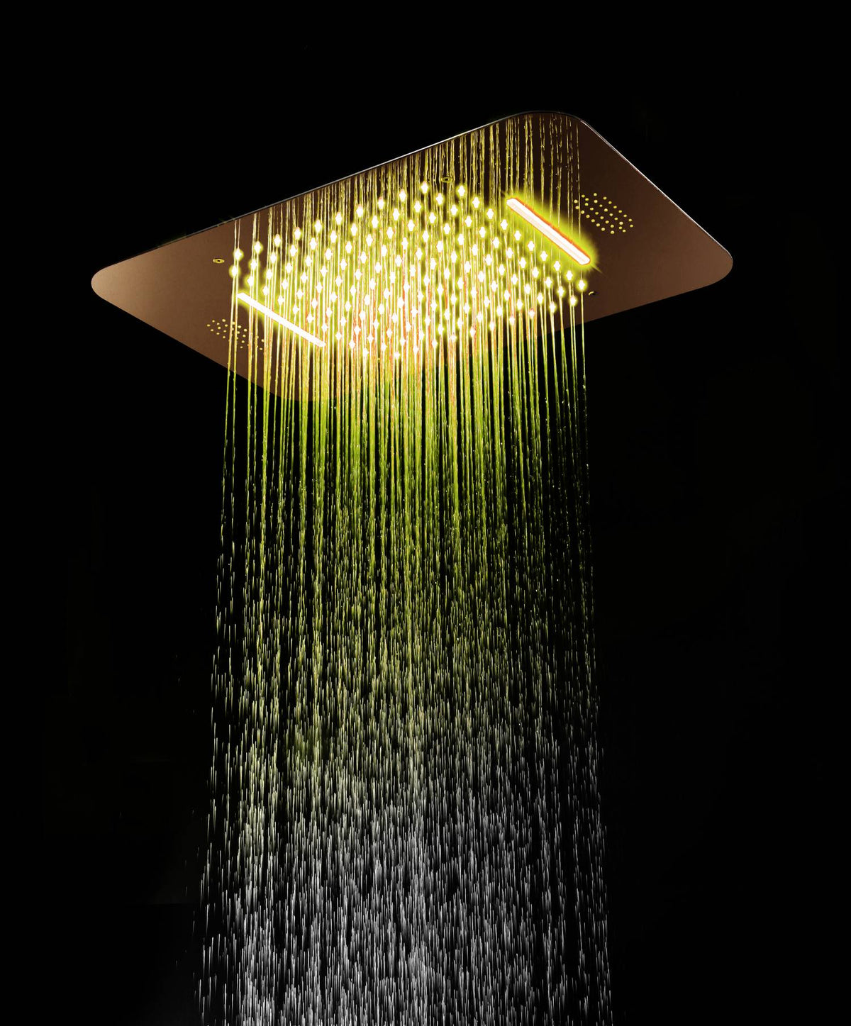 Rose Gold Music 64 LED 4-Way Thermostatic Shower System | Flushed In 23X 15-Inch Shower Head | Functions Operate Together and Separately - wonderland shower inc