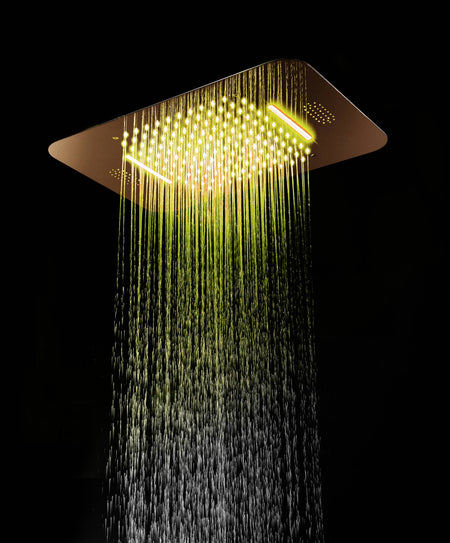 Rose Gold Music 64 LED 4-Way Thermostatic Shower System | Flushed In 23X 15-Inch Shower Head | Functions Operate Together and Separately - wonderland shower inc