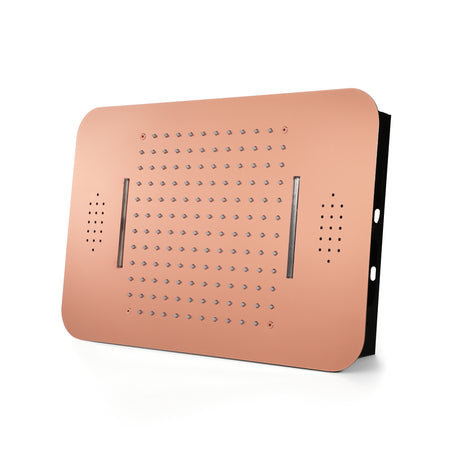 Rose Gold Music 64 LED 4-Way Thermostatic Shower System | Flushed In 23X 15-Inch Shower Head | Functions Operate Together and Separately - wonderland shower inc