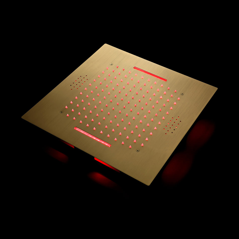 20-Inch or 24-inch Flushed Mounted Shower Head: Choose from Brushed Gold, Oil Rubber Bronze or  Matte Black, or Brushed Nickel, Featuring Rainfall Waterfall, Bluetooth Music, and 64 LED Lights