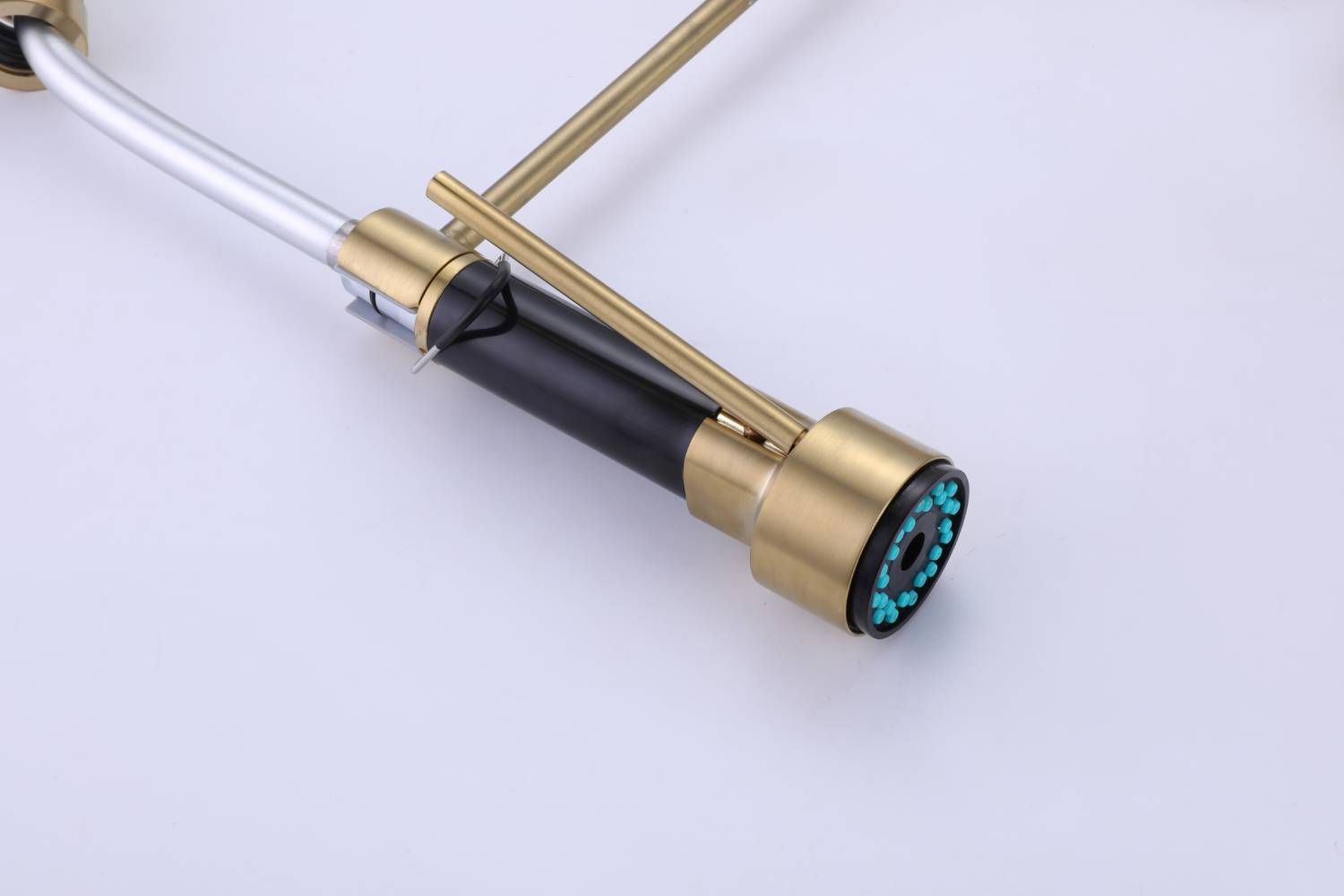 Brushed Gold High Arc brass Kitchen Sink Faucet Pull Down Spray