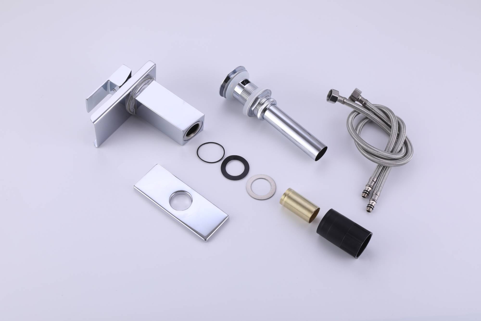 Chrome waterfall 3 LED light single handle brass bathroom faucet with pop up brass drain - wonderland shower inc