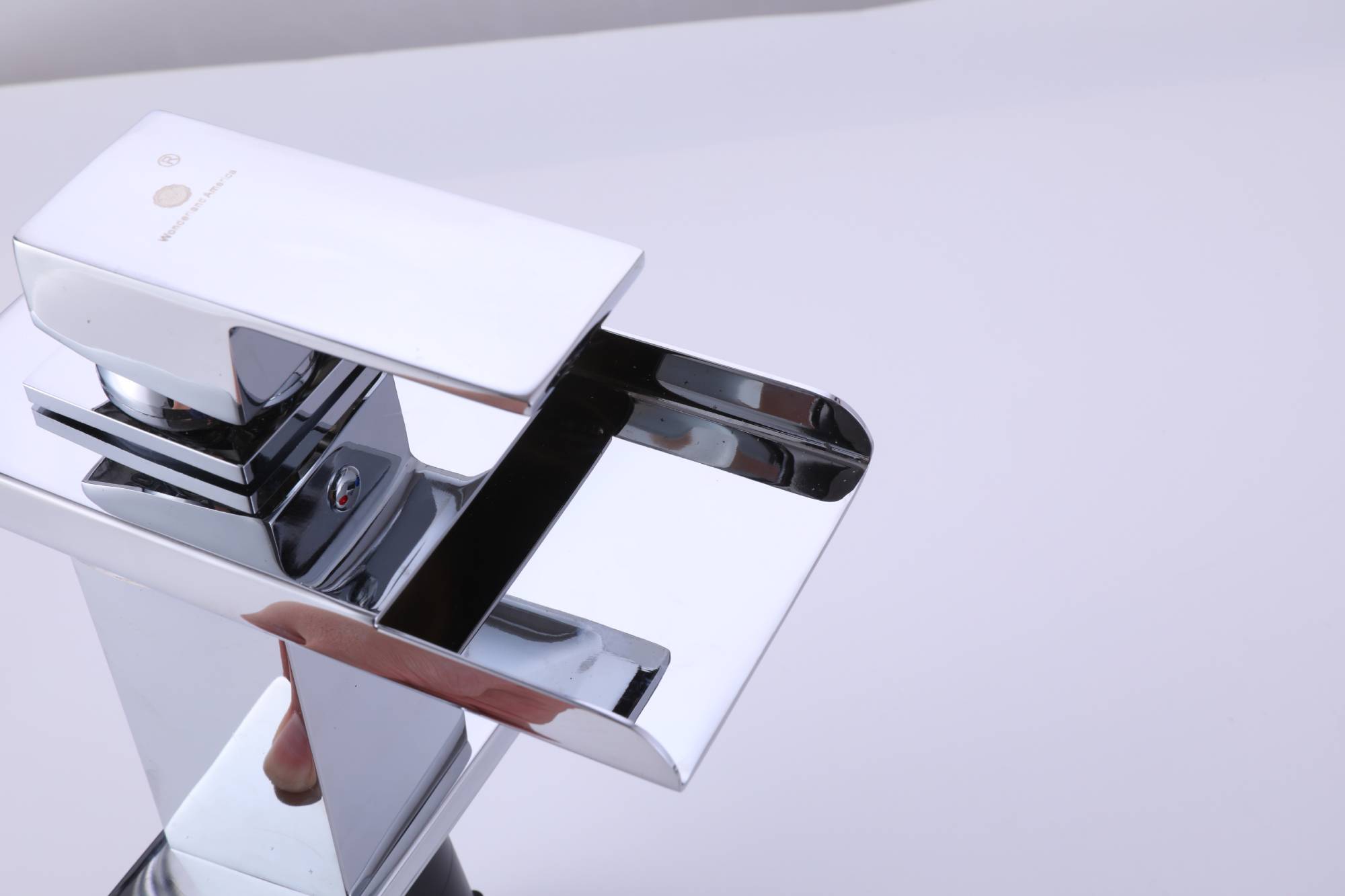 Chrome waterfall 3 LED light single handle brass bathroom faucet with pop up brass drain - wonderland shower inc