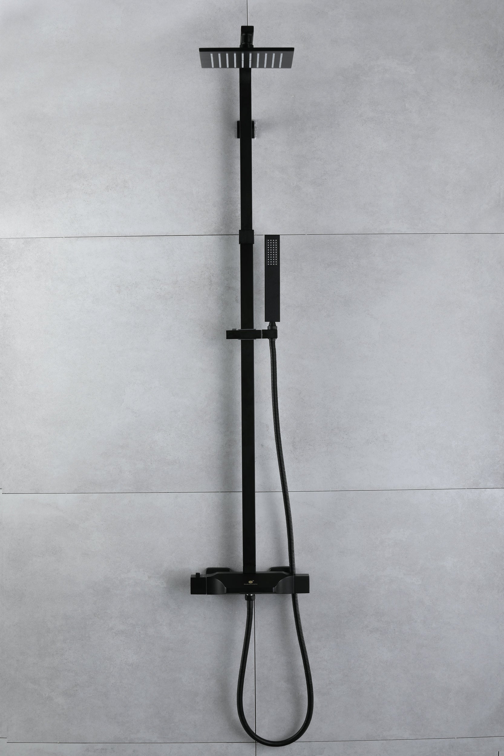 Stylish WallMounted Matte Black Thermostatic Rain Exposed Shower Set
