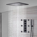 Matte Black 20" Flush or Ceiling Mount Shower System with Thermostatic Valve and Body Jets