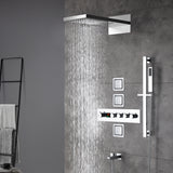 22-Inch LED or Non-LED Chrome 4-Way Digital Thermostatic Shower Faucet with Rainfall, Waterfall, Body Jet, and Sliding Bar