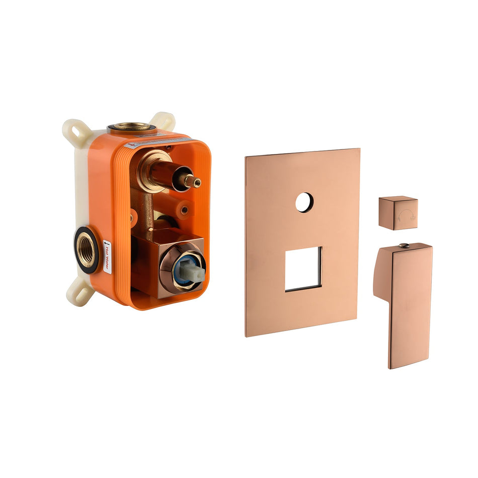 12-Inch Rose Gold Wall Mounted Two-Way Pressure Balance Shower System with Waterfall Tub Spout