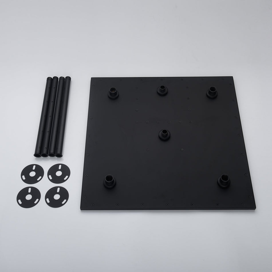 20'' Flushed on rainfall and waterfall ceiling matte Black 4 way thermostatic shower faucets with 6 body jets