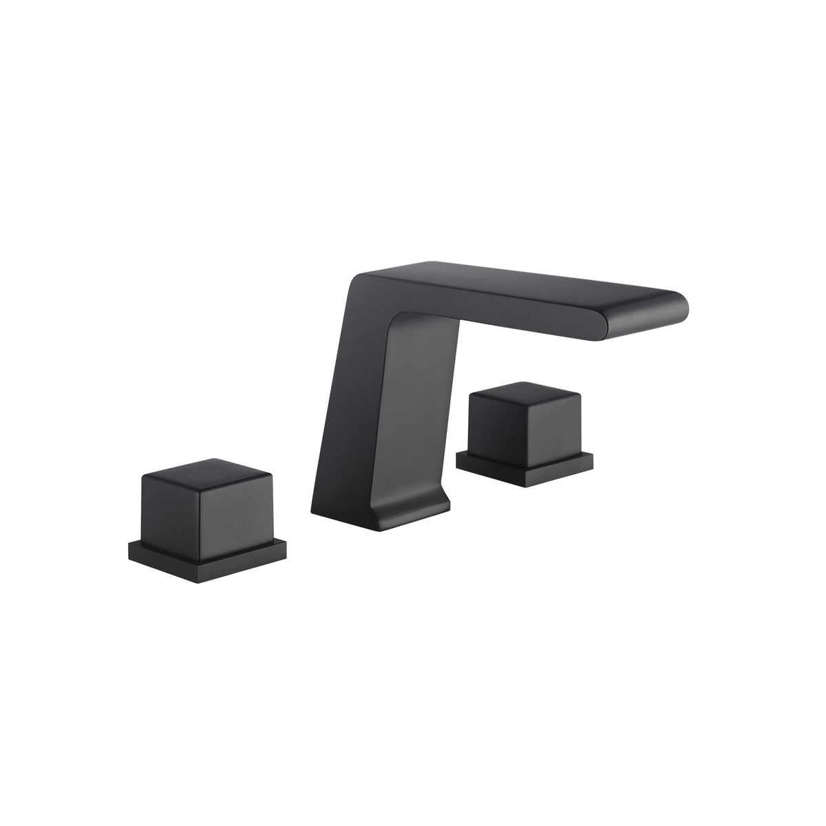Widespread Matte Black Two Handles 3-Hole Bathroom Sink Faucet with Pop-Up Overflow Brass Drain - wonderland shower inc