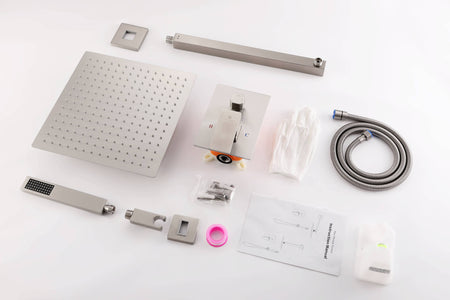 12'' LED or 16'' LED two function  Brushed Nickel Rain Rainfall showers with handle sprayers - wonderland shower inc